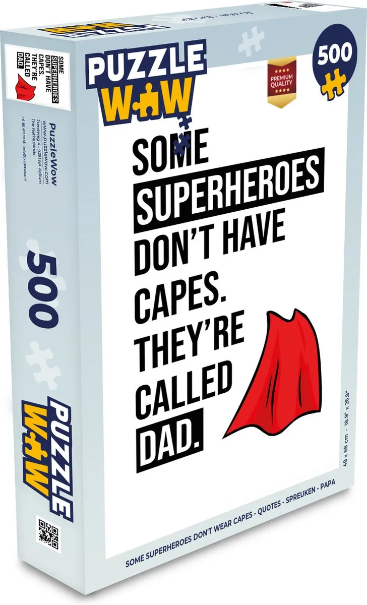 PuzzleWow Some superheroes don't wear capes Legpuzzel 500 Stuks