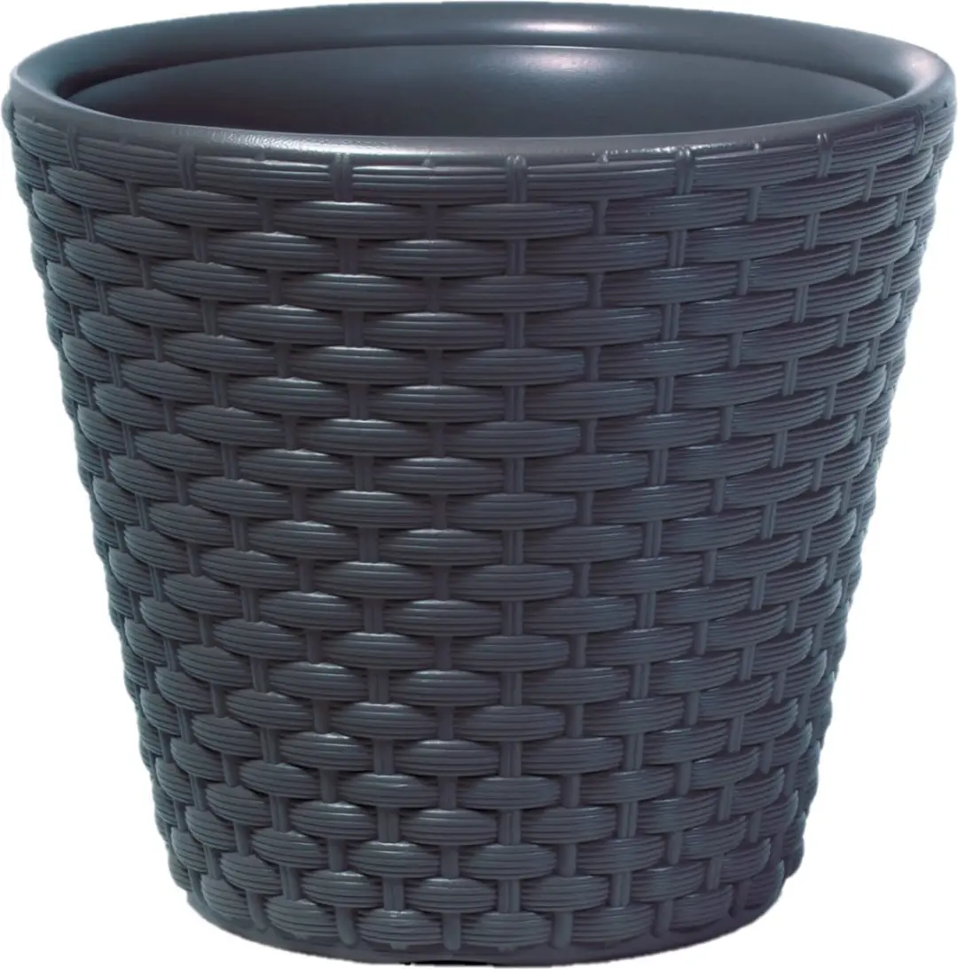 1x Stuks kunststof Rato antraciet rotan bloempotten/plantenpotten 19 liter