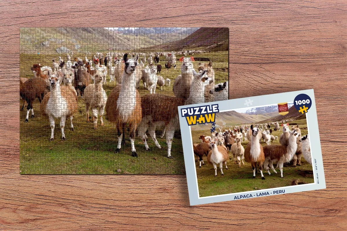 PuzzleWow Alpaca - Peru Legpuzzel 1000 Stuks - Multicolor