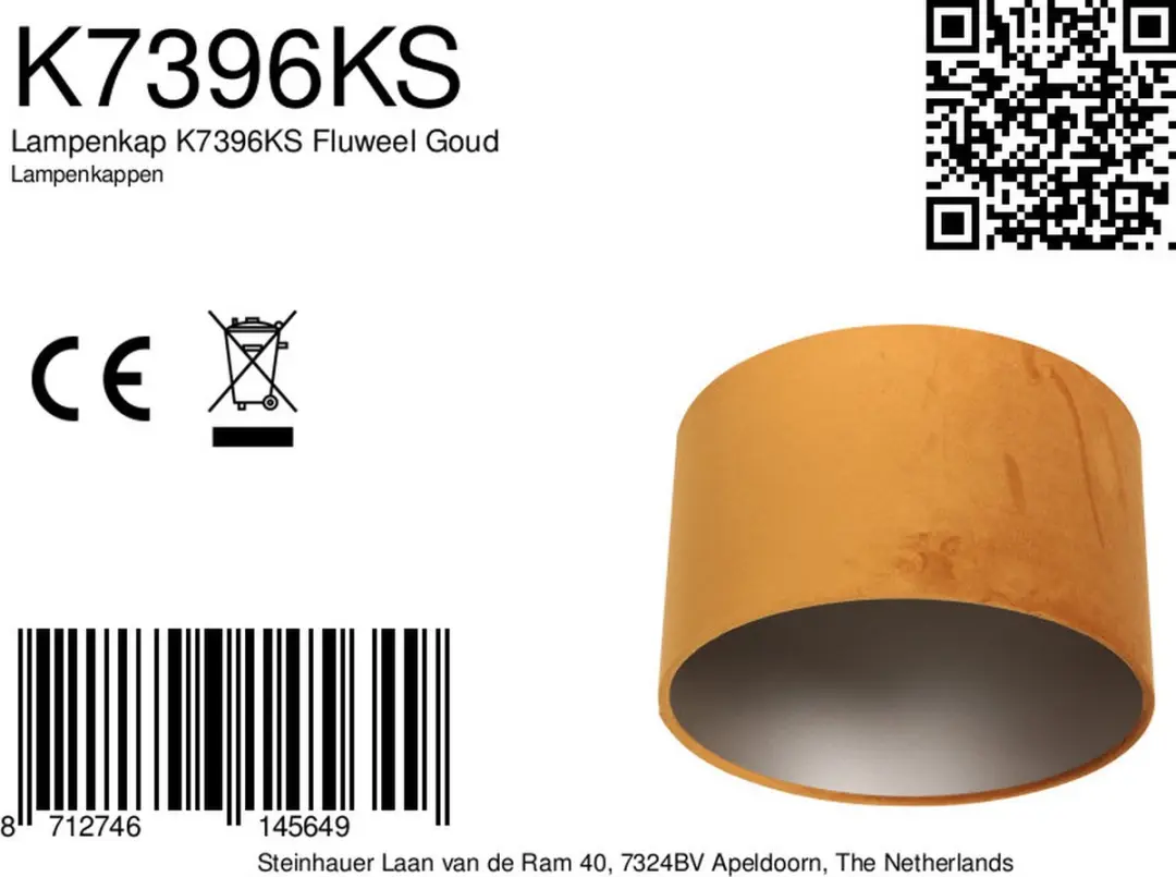 Steinhauer Goud Velours Lampenkap ⌀30cm E27 - afbeelding 5 van 6