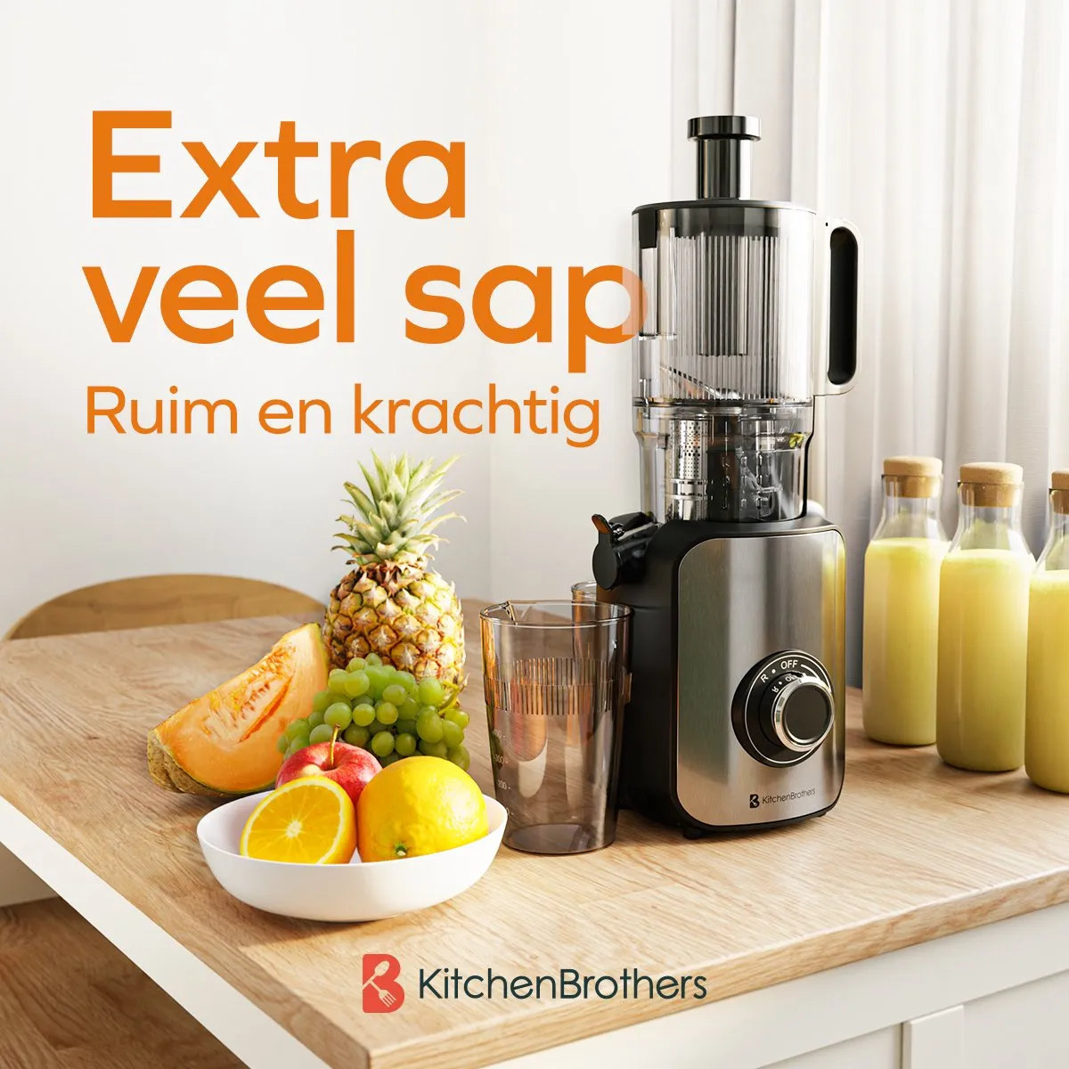 KitchenBrothers KB1004153 Slowjuicer 750ml - Zwart