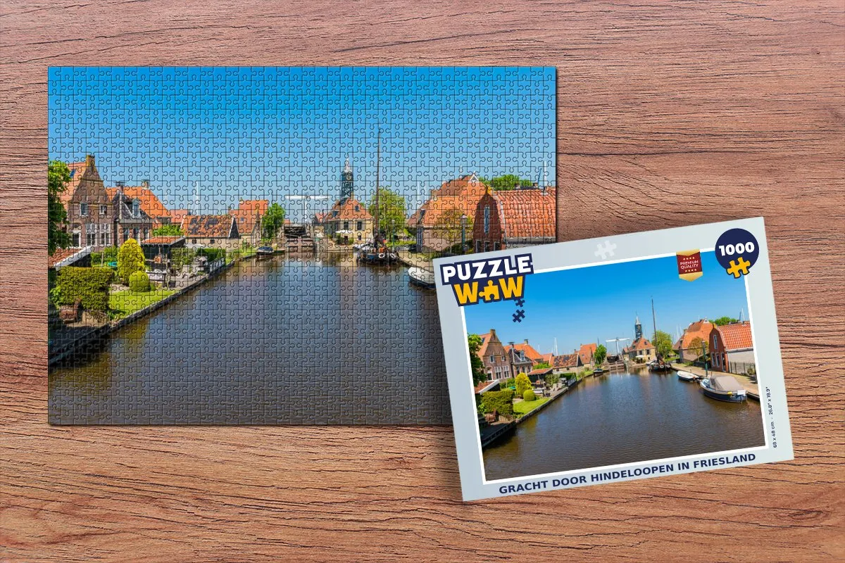 PuzzleWow Gracht Hindeloopen Friesland Legpuzzel 1000 Stuks - Multicolor