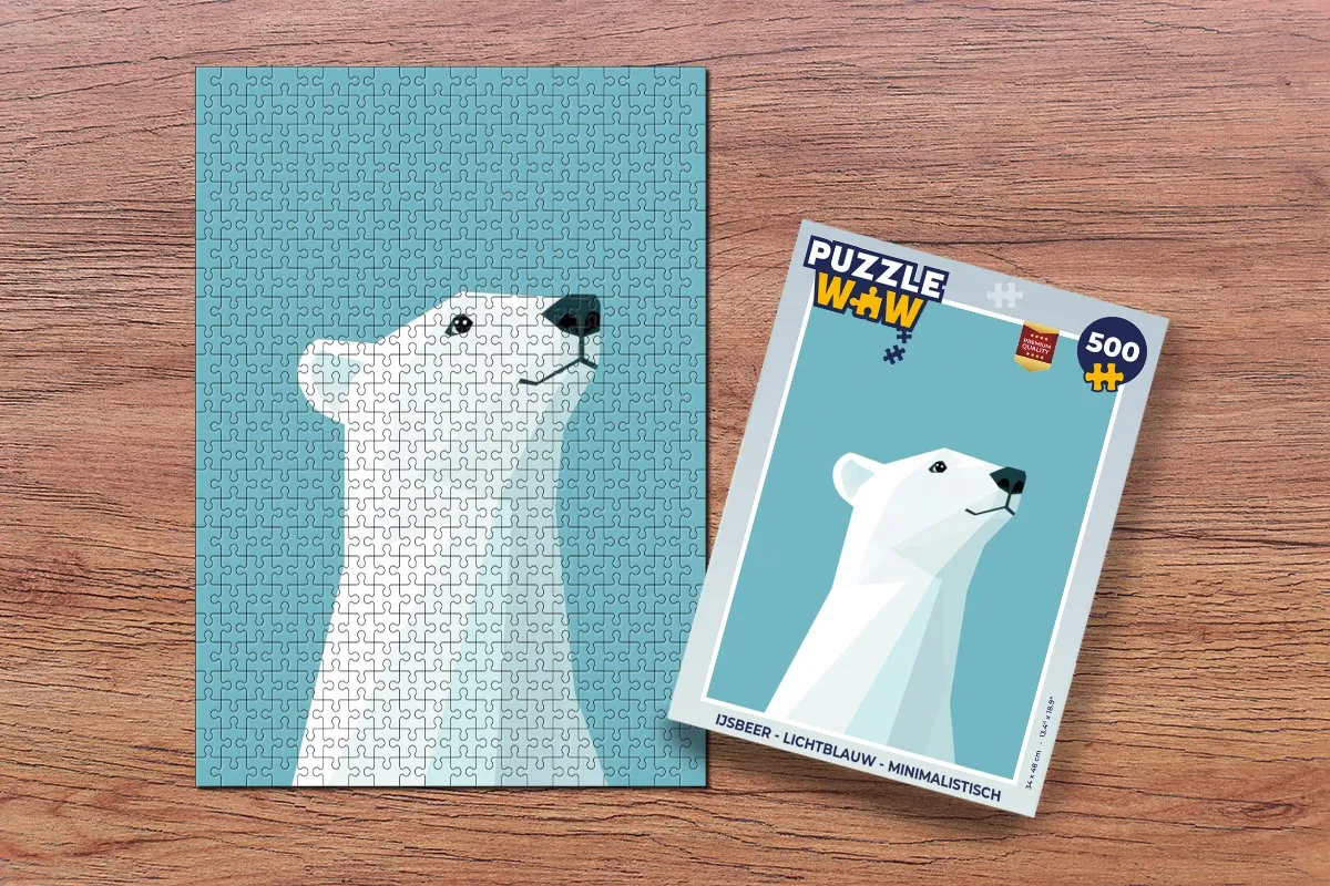 PuzzleWow IJsbeer Legpuzzel 500 Stuks - Lichtblauw