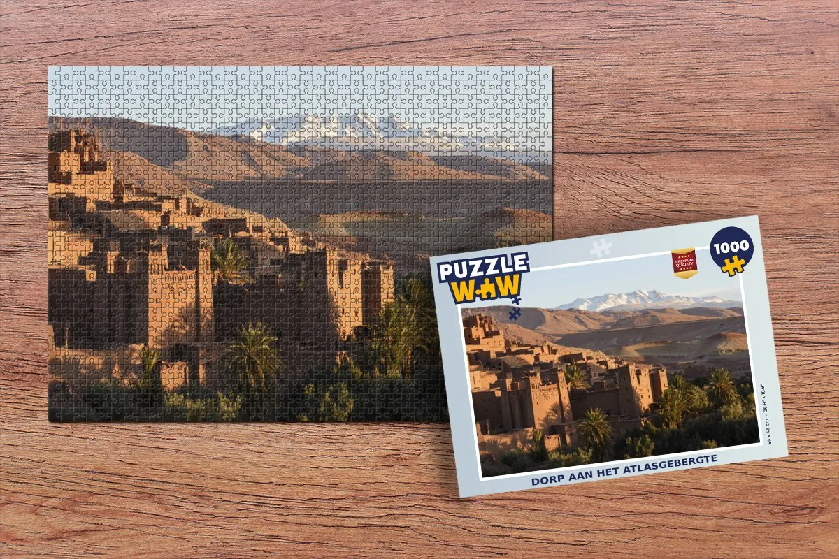 PuzzleWow Dorp aan het Atlasgebergte Legpuzzel 1000 Stuks - Multicolor