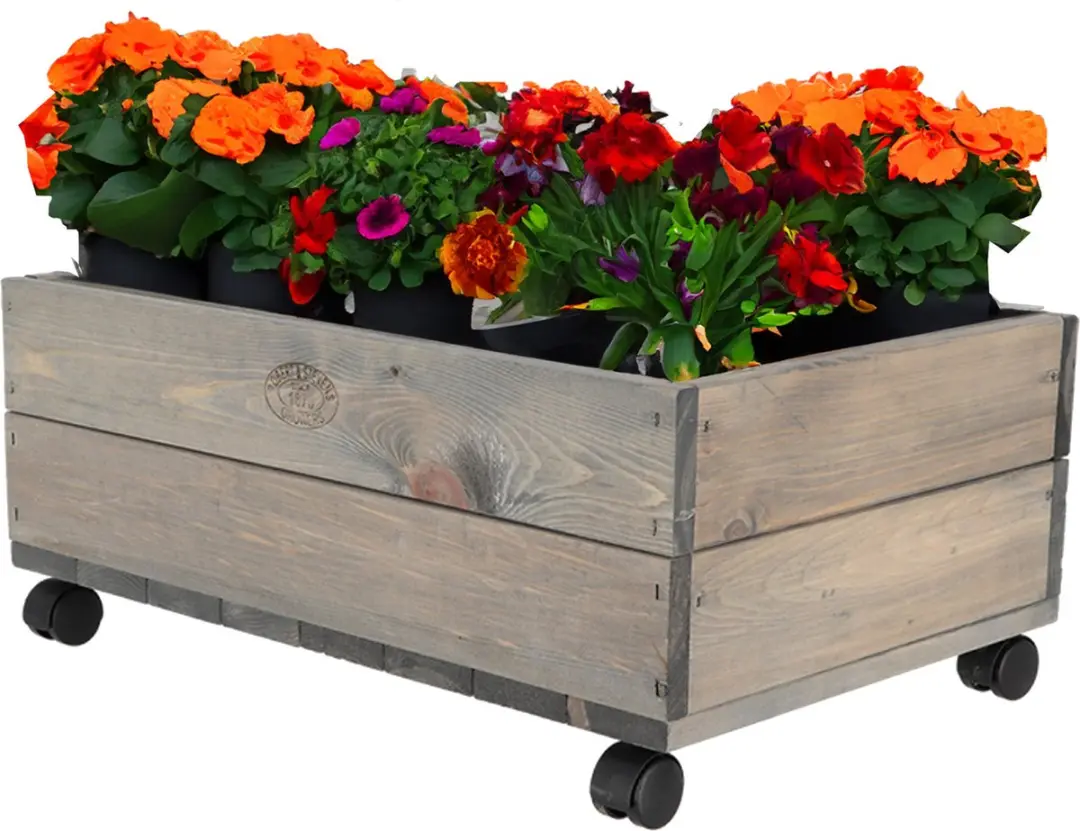 Esschert design plantenbak met zwenkwielen