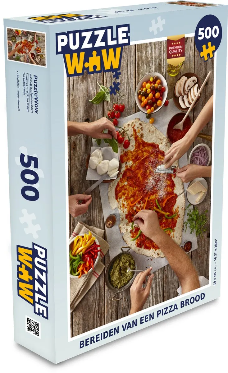 PuzzleWow Pizza Bereiden Legpuzzel 500 Stuks - Multicolor