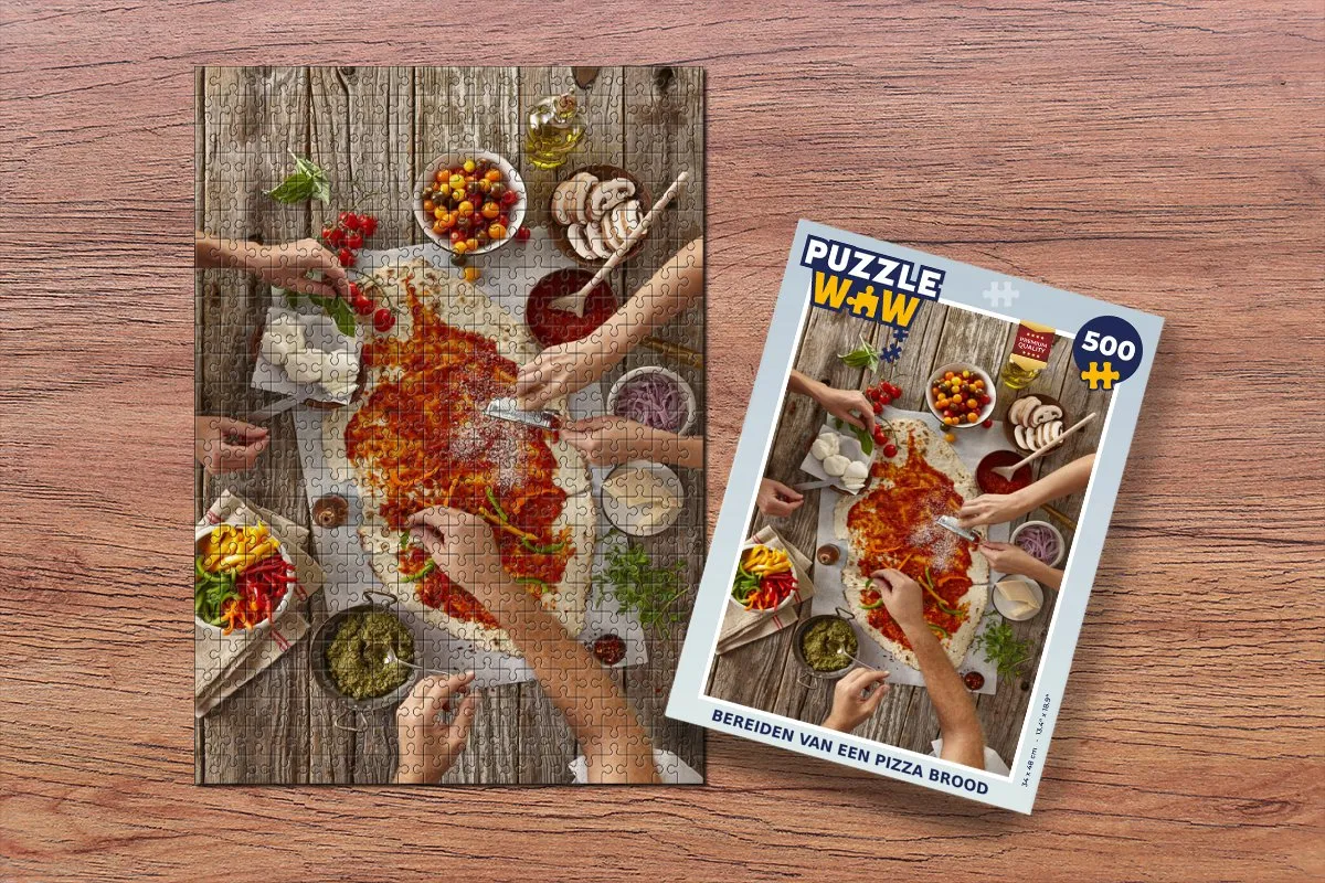 PuzzleWow Pizza Bereiden Legpuzzel 500 Stuks - Multicolor