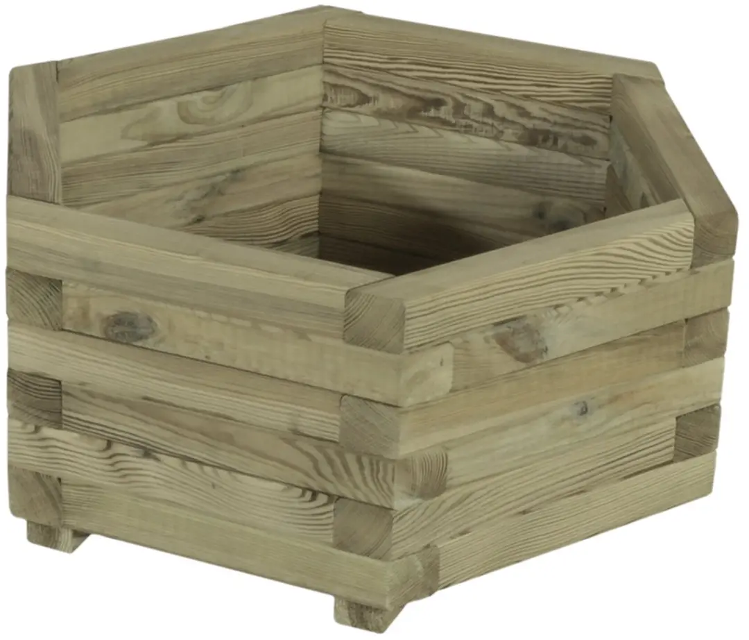 Intergard Houten bloembak plantenbak grenen zeskant 55x35x47cm