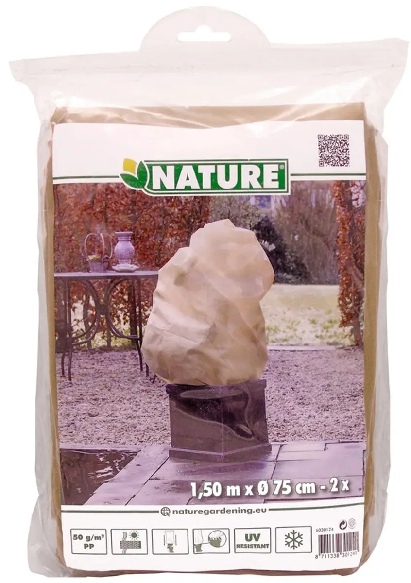Set van 2x Plantenhoes tegen vorst met aantrekkoord beige H 1,5 meter x D 75 cm