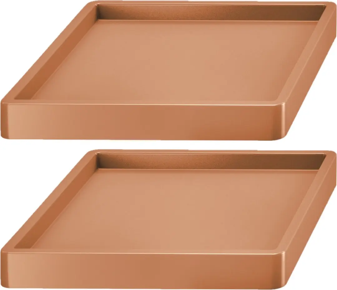 2x Stuks plantenonderzetters/multirollers vierkant terracotta kunststof 35 cm