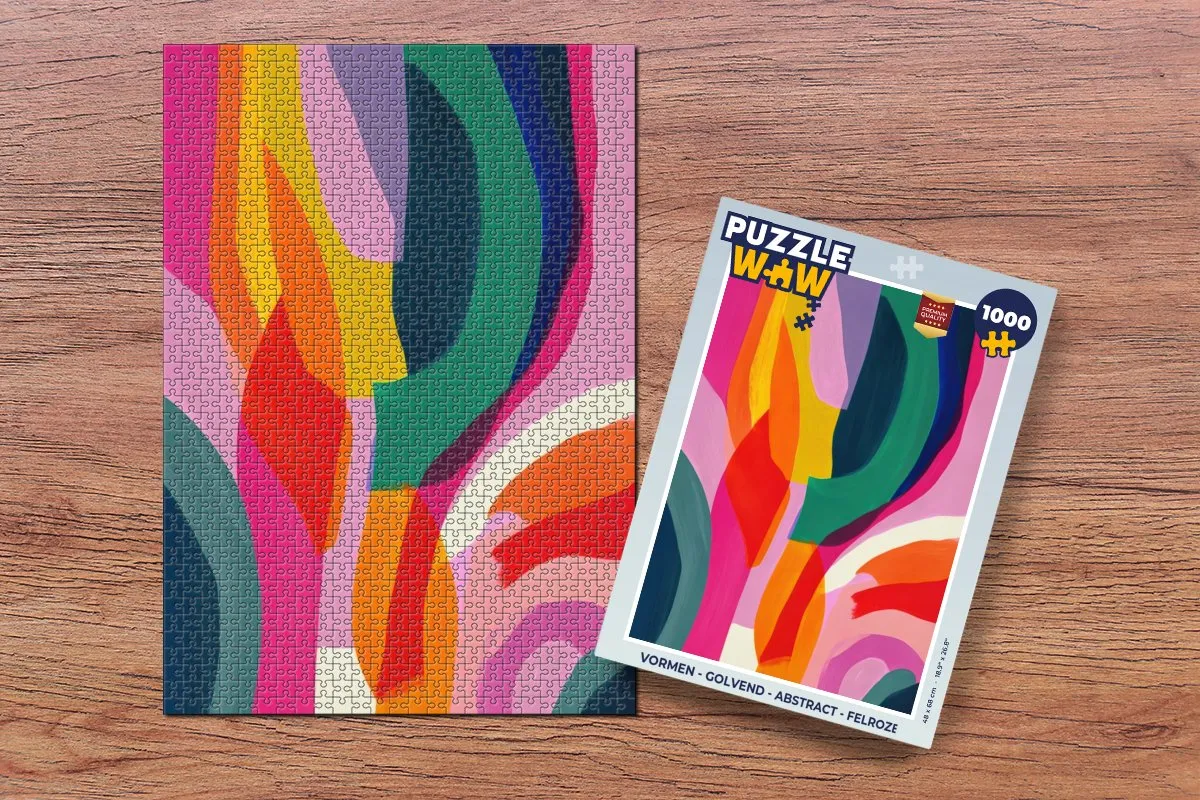 PuzzleWow Abstract Golvend Legpuzzel 1000 Stukjes - Felroze