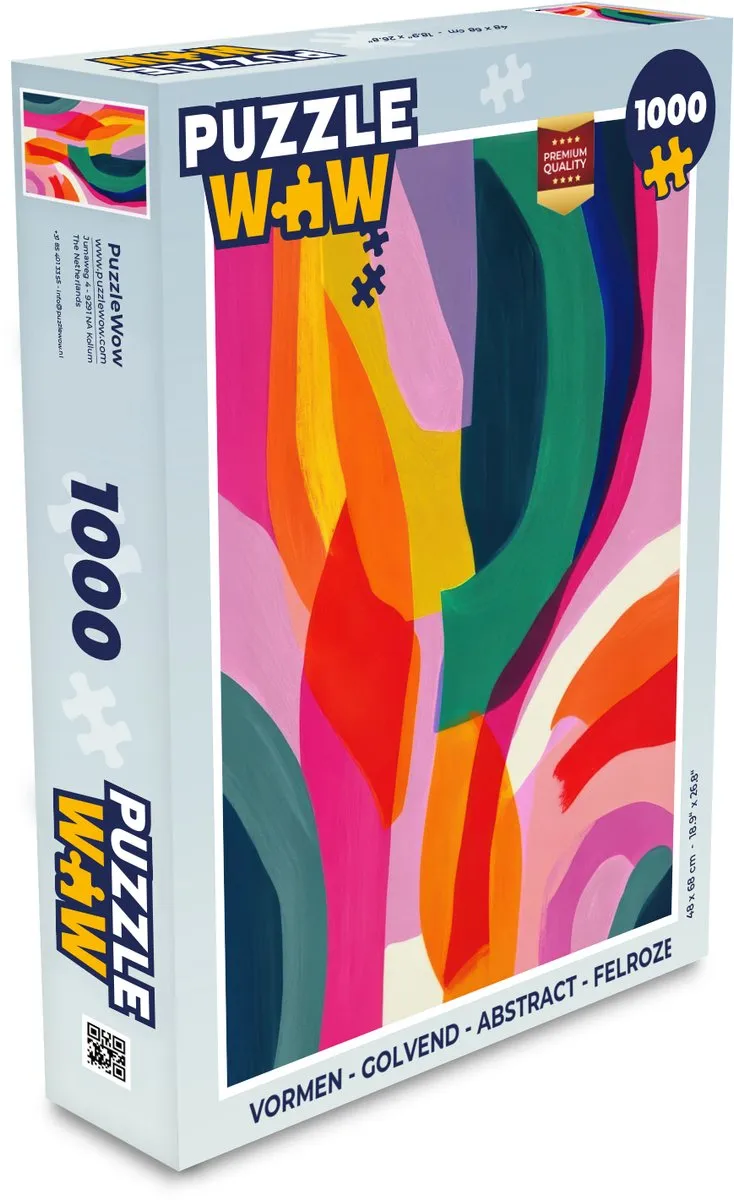 PuzzleWow Abstract Golvend Legpuzzel 1000 Stukjes - Felroze