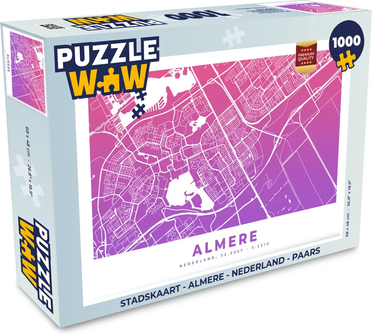 PuzzleWow Stadskaart Almere Legpuzzel 1000 Stuks