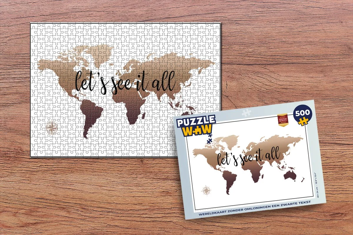 PuzzleWow Wereldkaart Legpuzzel 500 Stuks - Multicolor