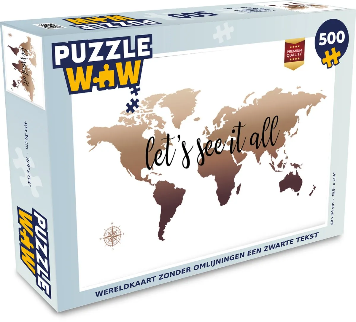 PuzzleWow Wereldkaart Legpuzzel 500 Stuks