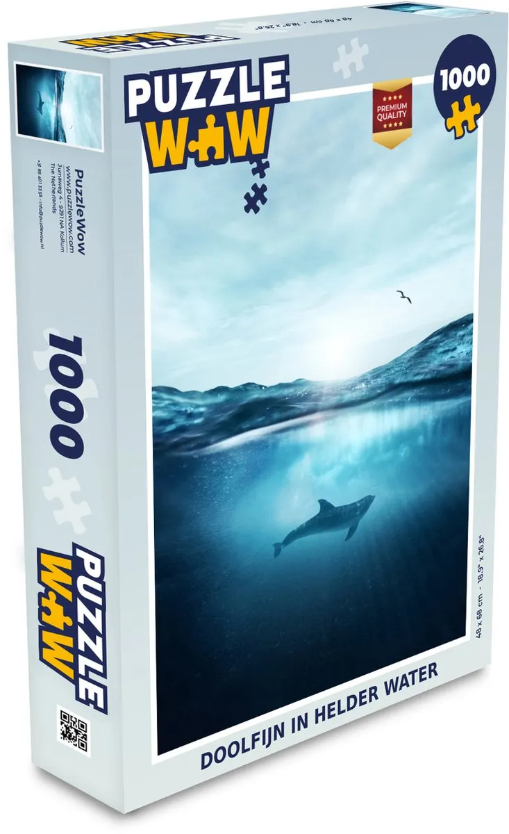PuzzleWow Legpuzzel Doolfijn in helder water 1000 Stuks