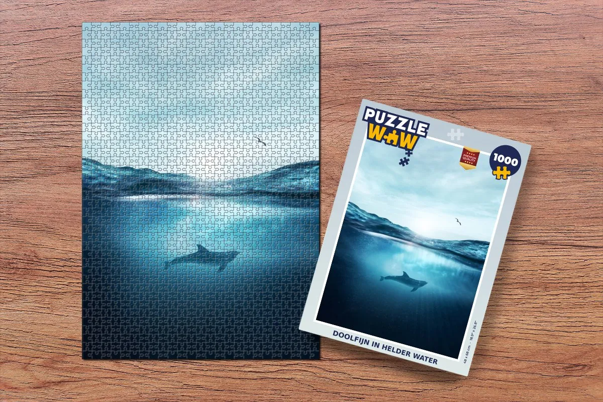PuzzleWow Legpuzzel Doolfijn in helder water 1000 Stuks - Multicolor