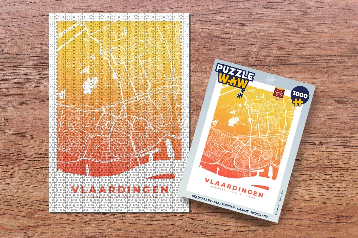 PuzzleWow Stadskaart Vlaardingen Legpuzzel 1000 Stuks - Multicolor