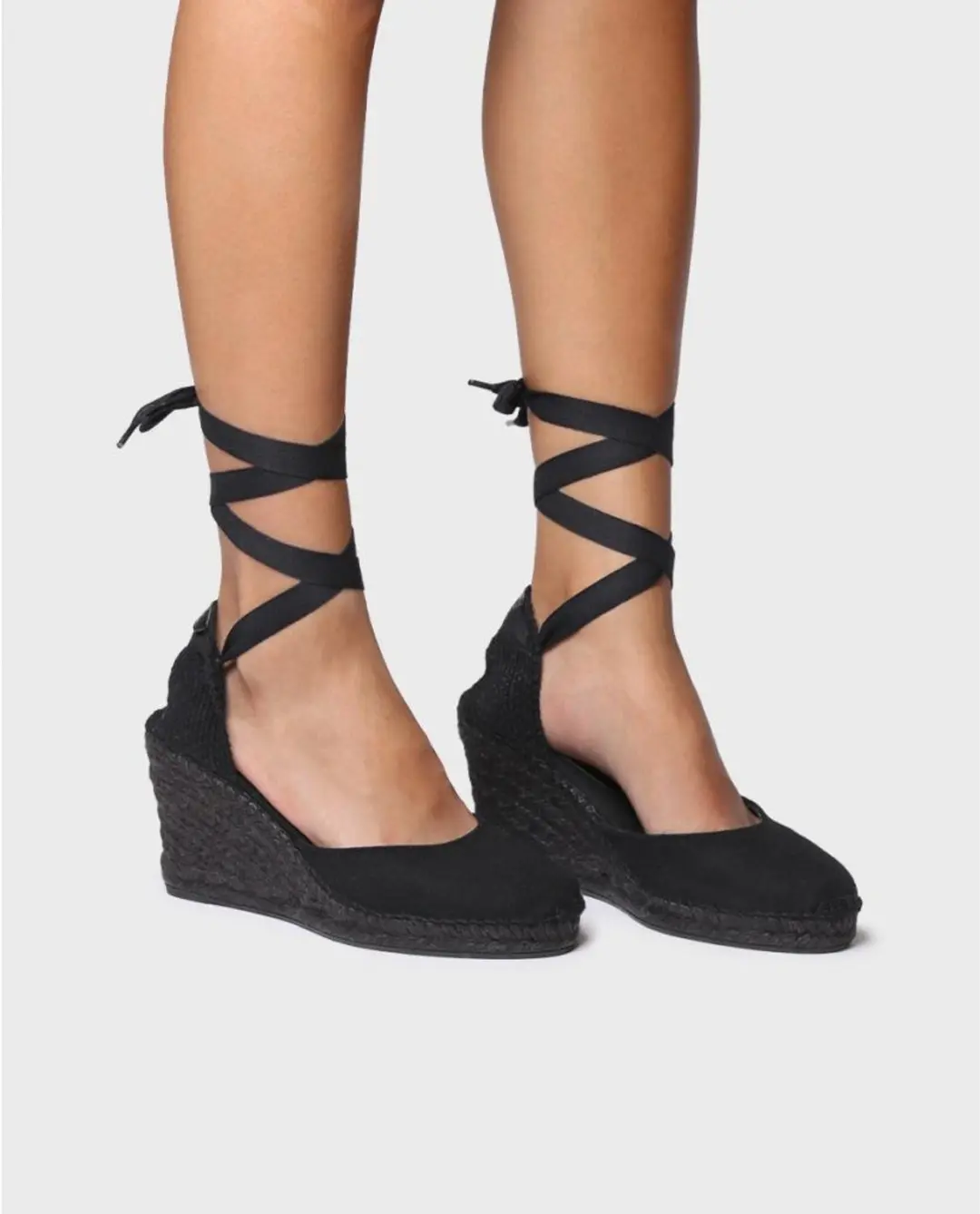 Valenciaanse espadrille voor dames met sleehak en linten | FLORINA