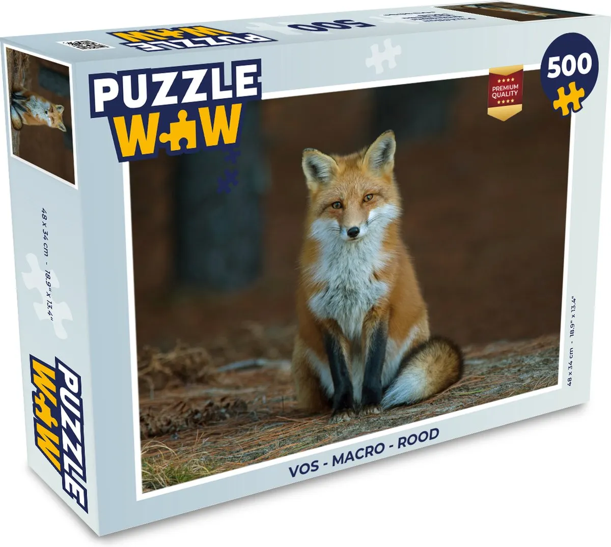 PuzzleWow Vos Macro Puzzel 500 Stuks - Multicolor
