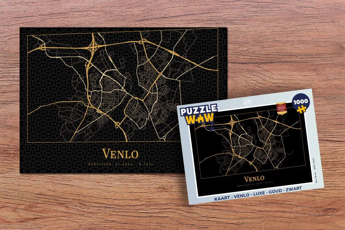 PuzzleWow Venlo Legpuzzel 1000 Stuks - Goud/Zwart