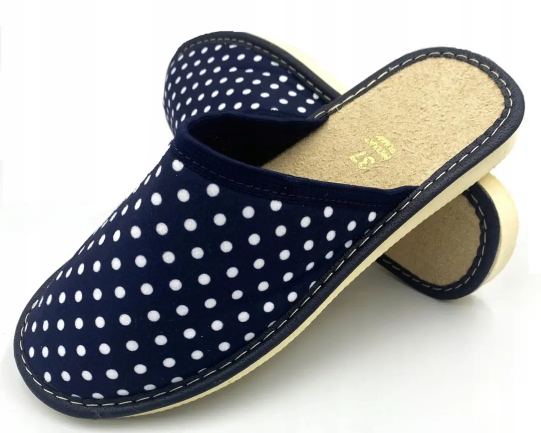 Dames pantoffels met stippen, maat 41, marineblauw