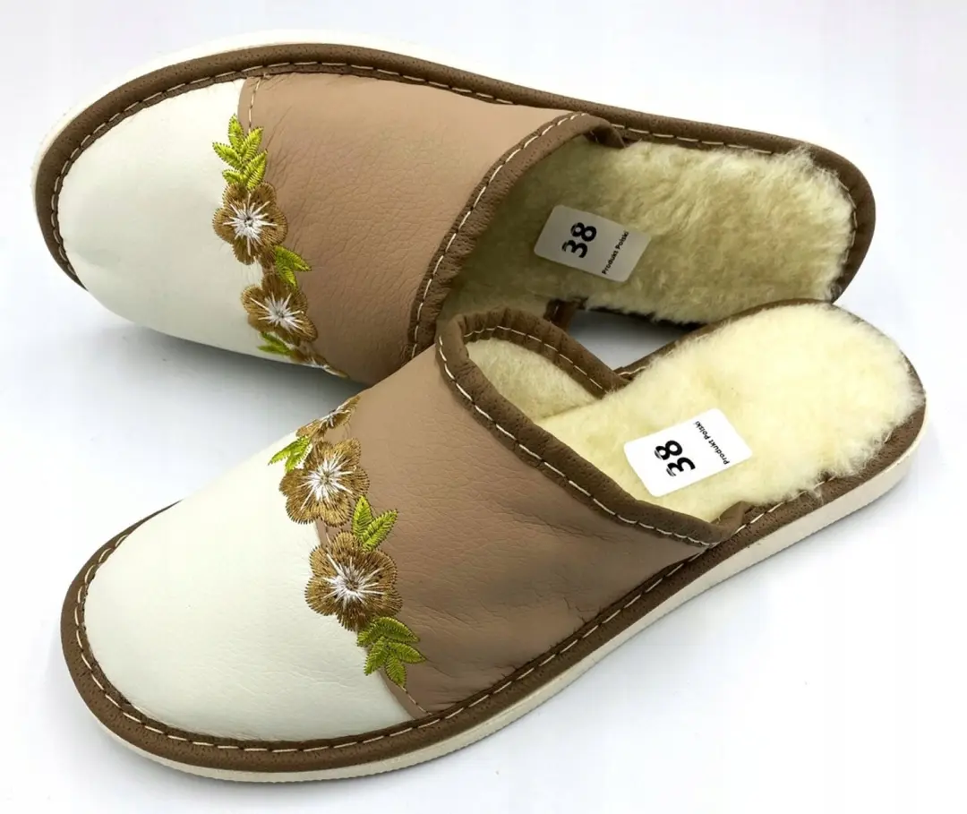 Dames Pantoffels Maximus Leer Wit-Beige Maat 40