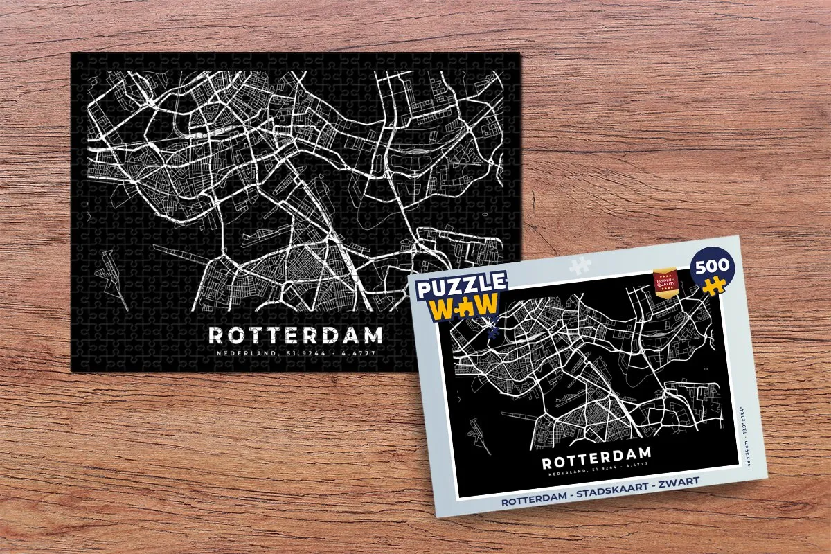 PuzzleWow Rotterdam Stadskaart Legpuzzel 500 Stuks - Multicolor