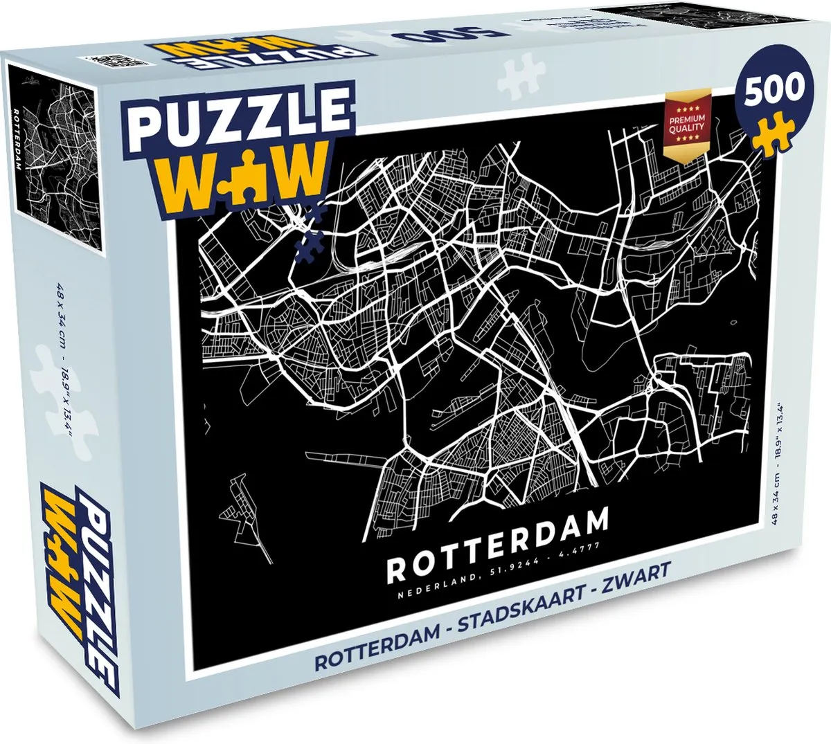 PuzzleWow Rotterdam Stadskaart Legpuzzel 500 Stuks