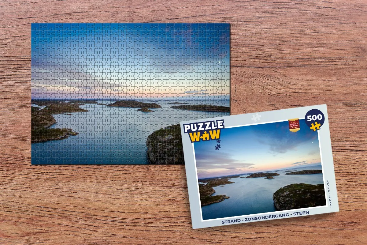 PuzzleWow Strand Zonsondergang Legpuzzel 500 Stuks - Multicolor