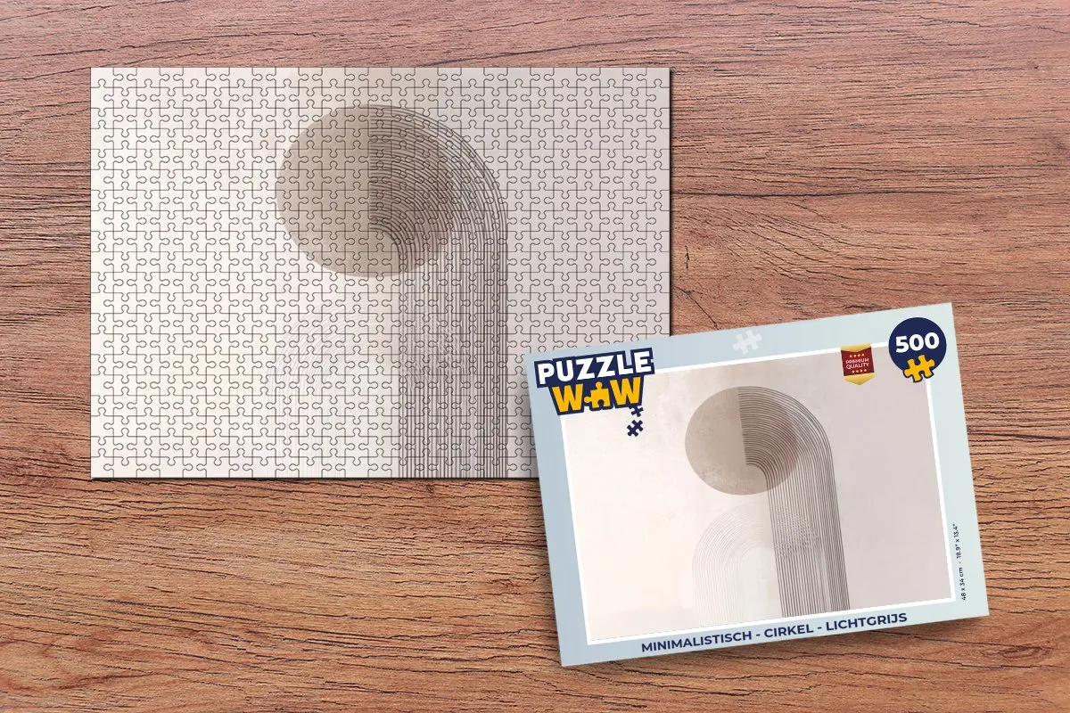 PuzzleWow Minimalistisch Puzzel 500 Stuks - Lichtgrijs
