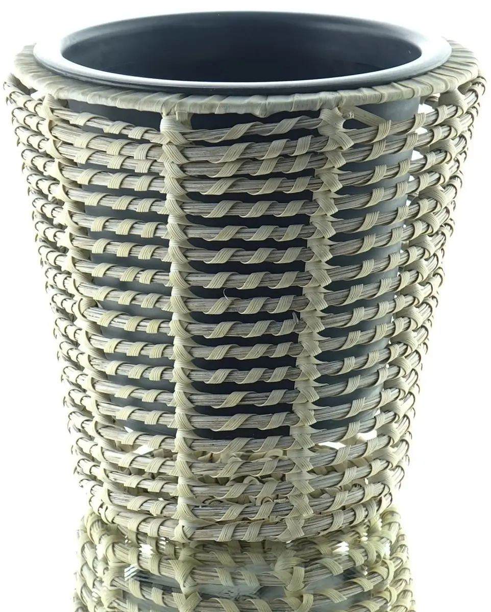 Kaemingk Plantenpot Beige met Binnenpot Polyrattan en PP