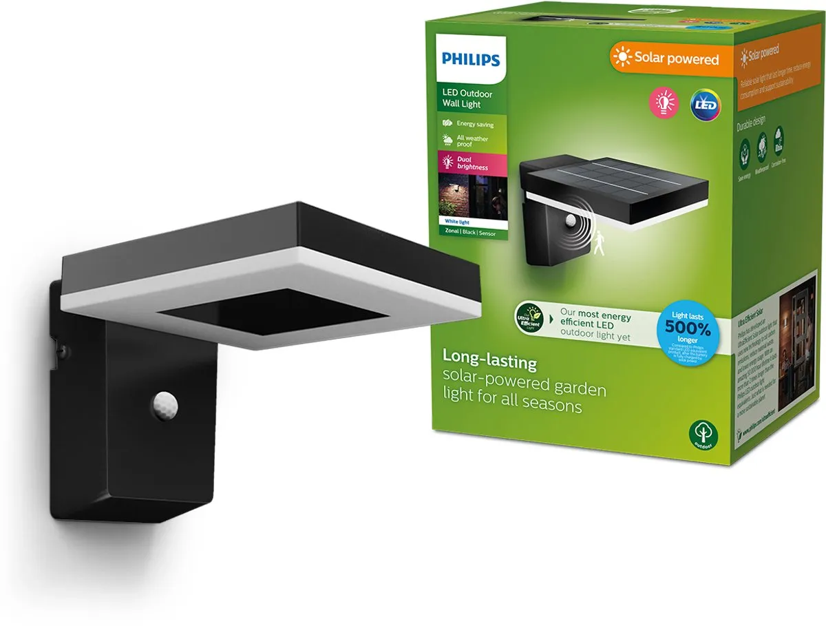 Philips Zonal Solar Wandlamp Vierkant 1.3W - Wit