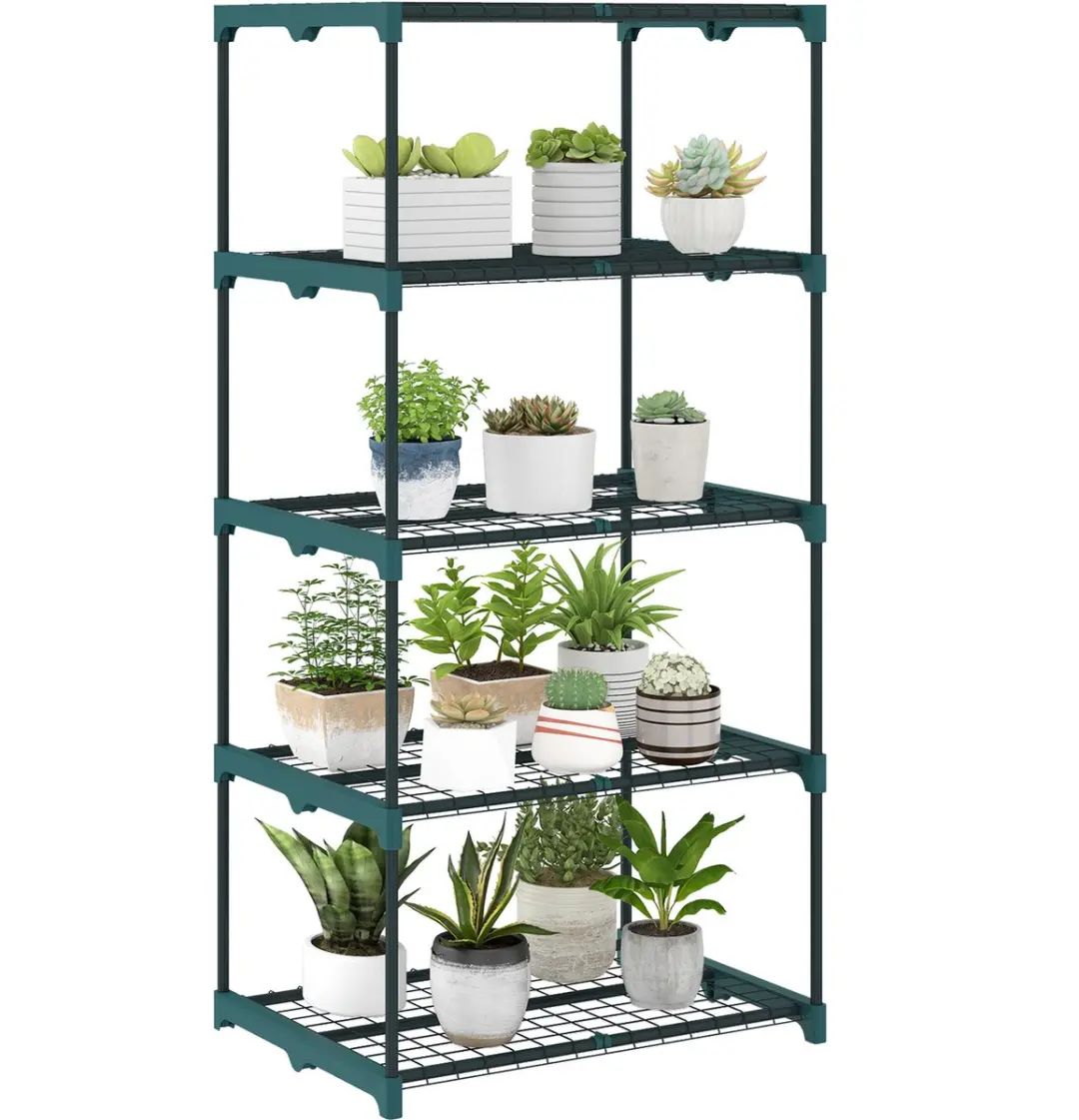 Outsunny Plantenstandaard-Staal, kunststof-67L x 49B x 138H cm-Donkergroen