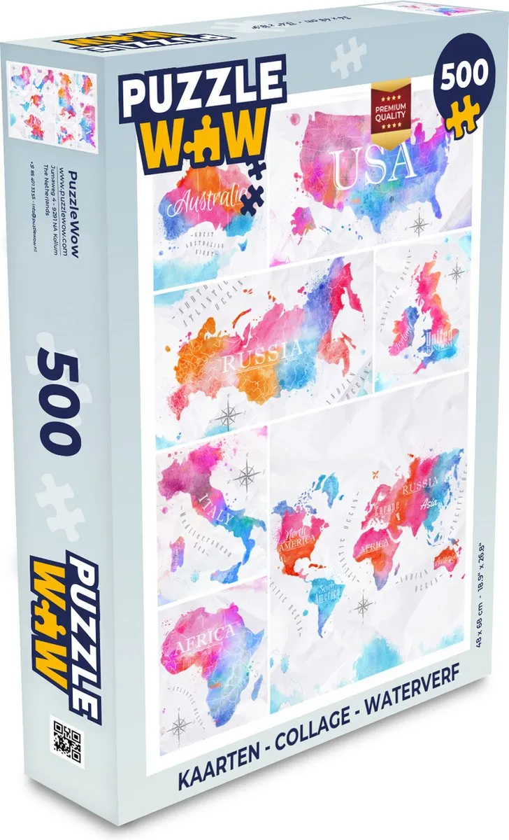 PuzzleWow Collage Waterverf Legpuzzel 500 Stuks