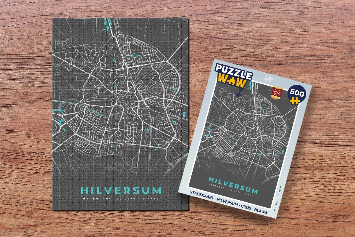 PuzzleWow Hilversum Legpuzzel 500 Stuks - Stadskaart Multicolor