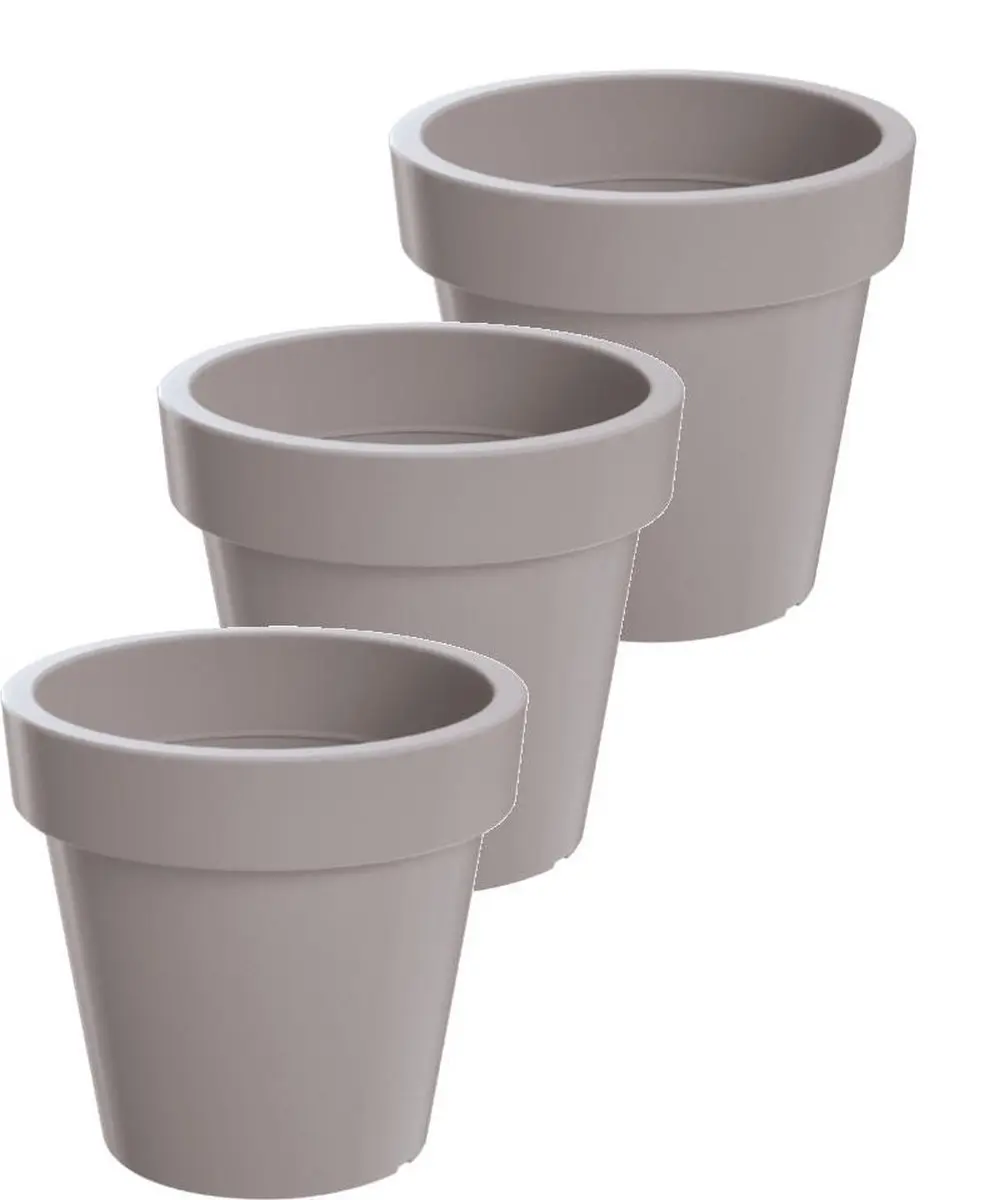 Bloempot Buiten Rond Lofly 13cm TAUPE Prosperplast / 3 STUKS ! /