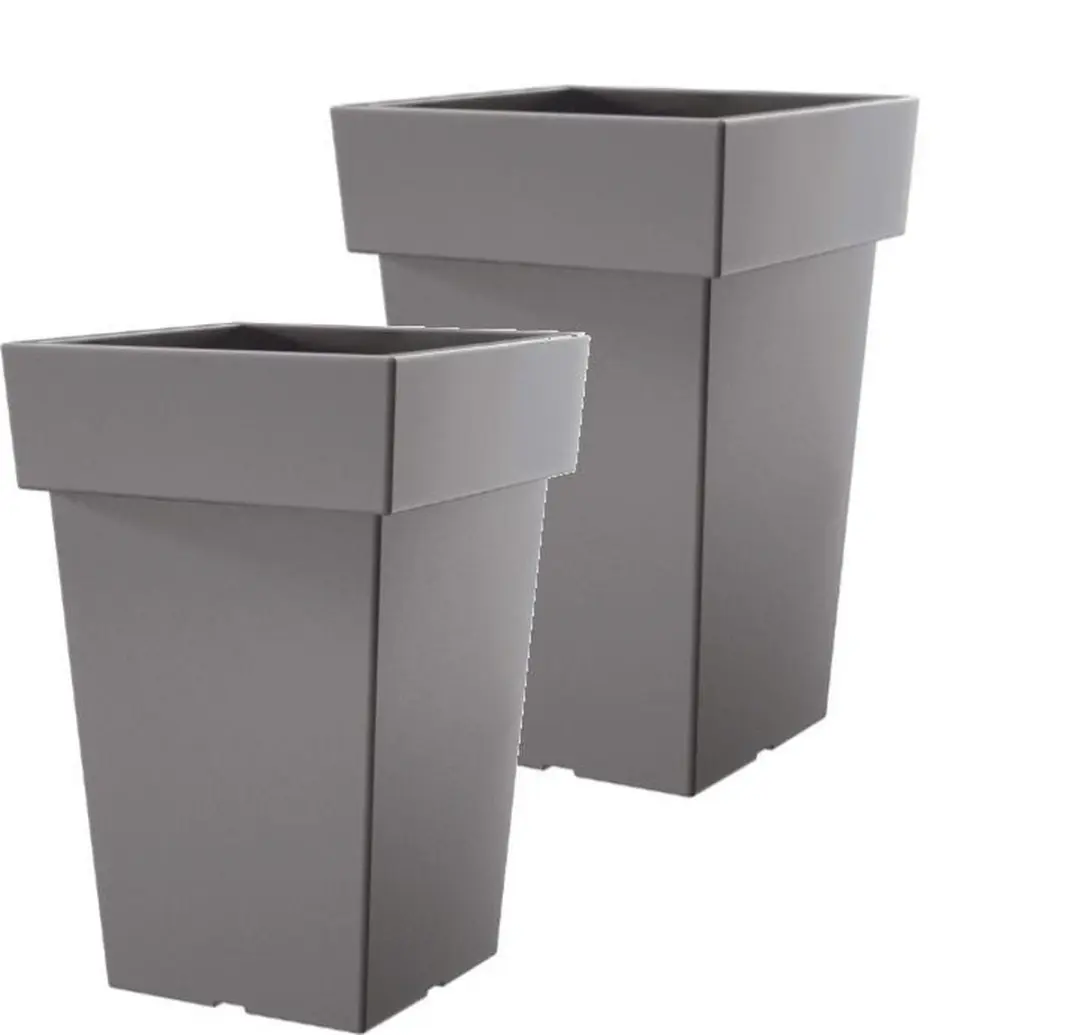 Bloempot Hoog Vierkant Lofly Square 19x19x29cm STEENGRIJS Prosperplast / 2 STUKS