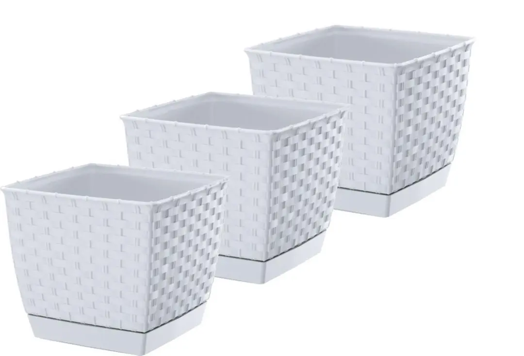 Bloempot Bloembak Ratolla Square 15x15x13cm WIT Prosperplast / 3 STUKS ! /