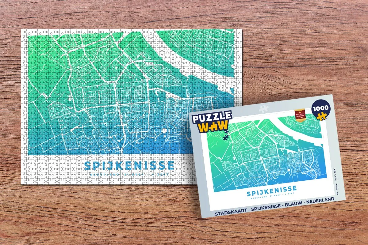 PuzzleWow Stadskaart Spijkenisse Legpuzzel 1000 Stuks - Multicolor