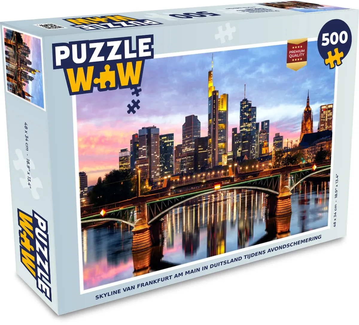 PuzzleWow Skyline Frankfurt Legpuzzel 500 Stuks