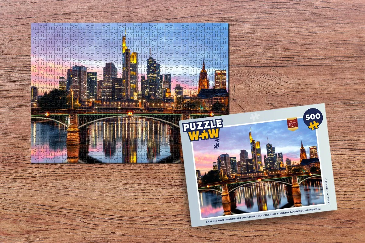 PuzzleWow Skyline Frankfurt Legpuzzel 500 Stuks - Multicolor