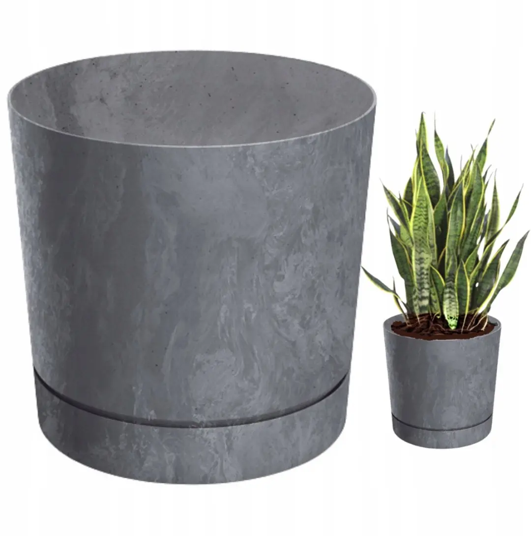 Tubo Beton Effect Pot met Schotel 15 Marengo