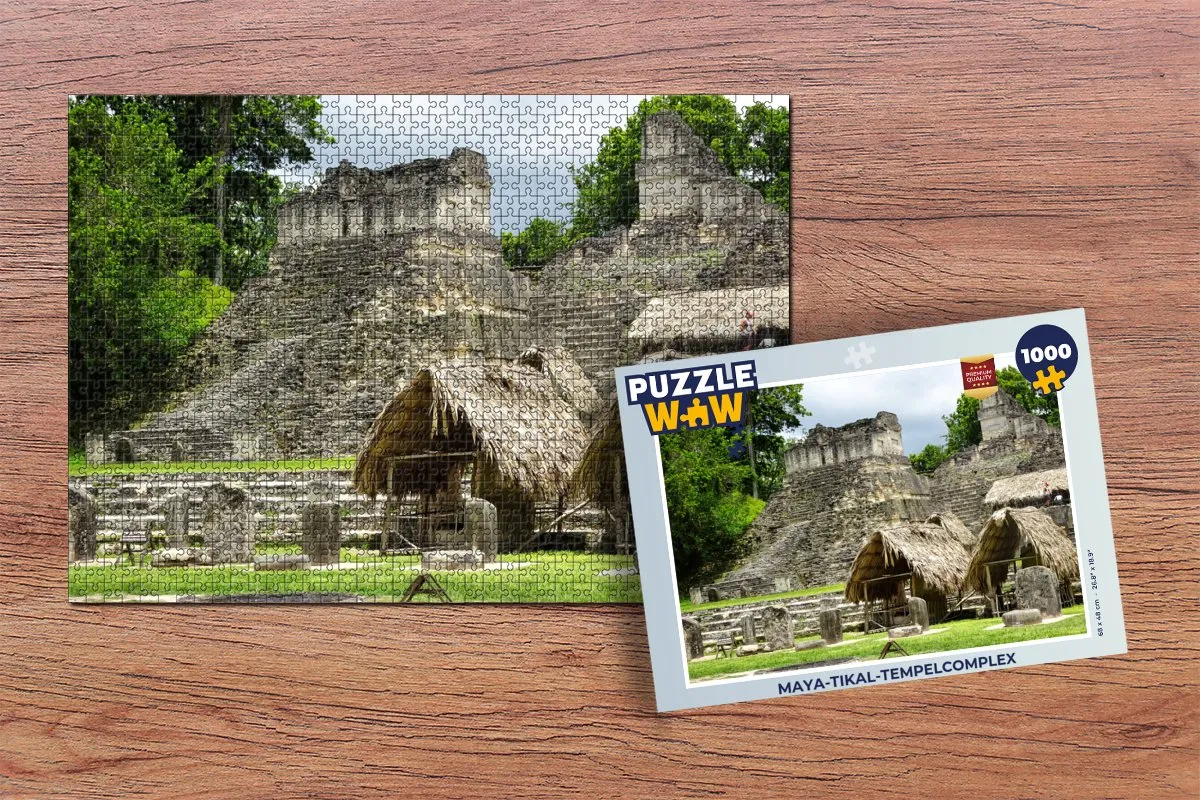 PuzzleWow Maya-Tikal Tempelcomplex Legpuzzel 1000 Stuks - Multicolor