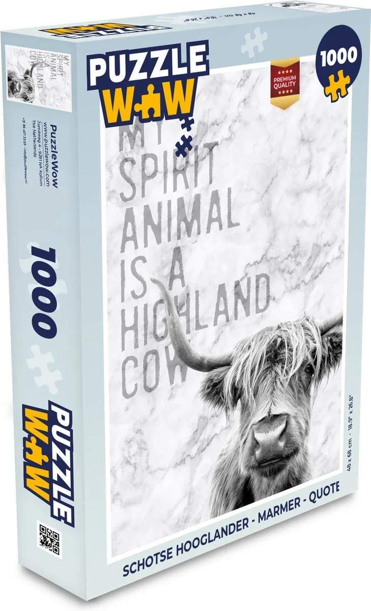 PuzzleWow Schotse Hooglander Legpuzzel 1000 Stuks