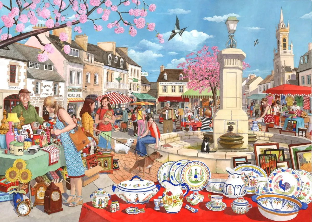 House of Puzzles French Market - 1000 Stuks Puzzel - Multicolor