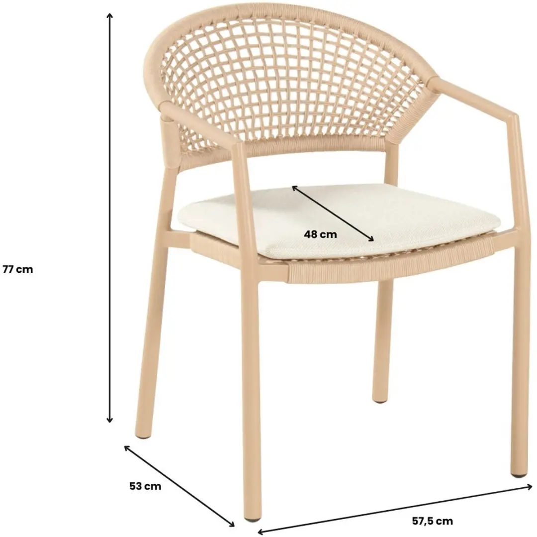 Hartman Taragona Dining Tuinstoel - Cappuccino - afbeelding 2 van 6