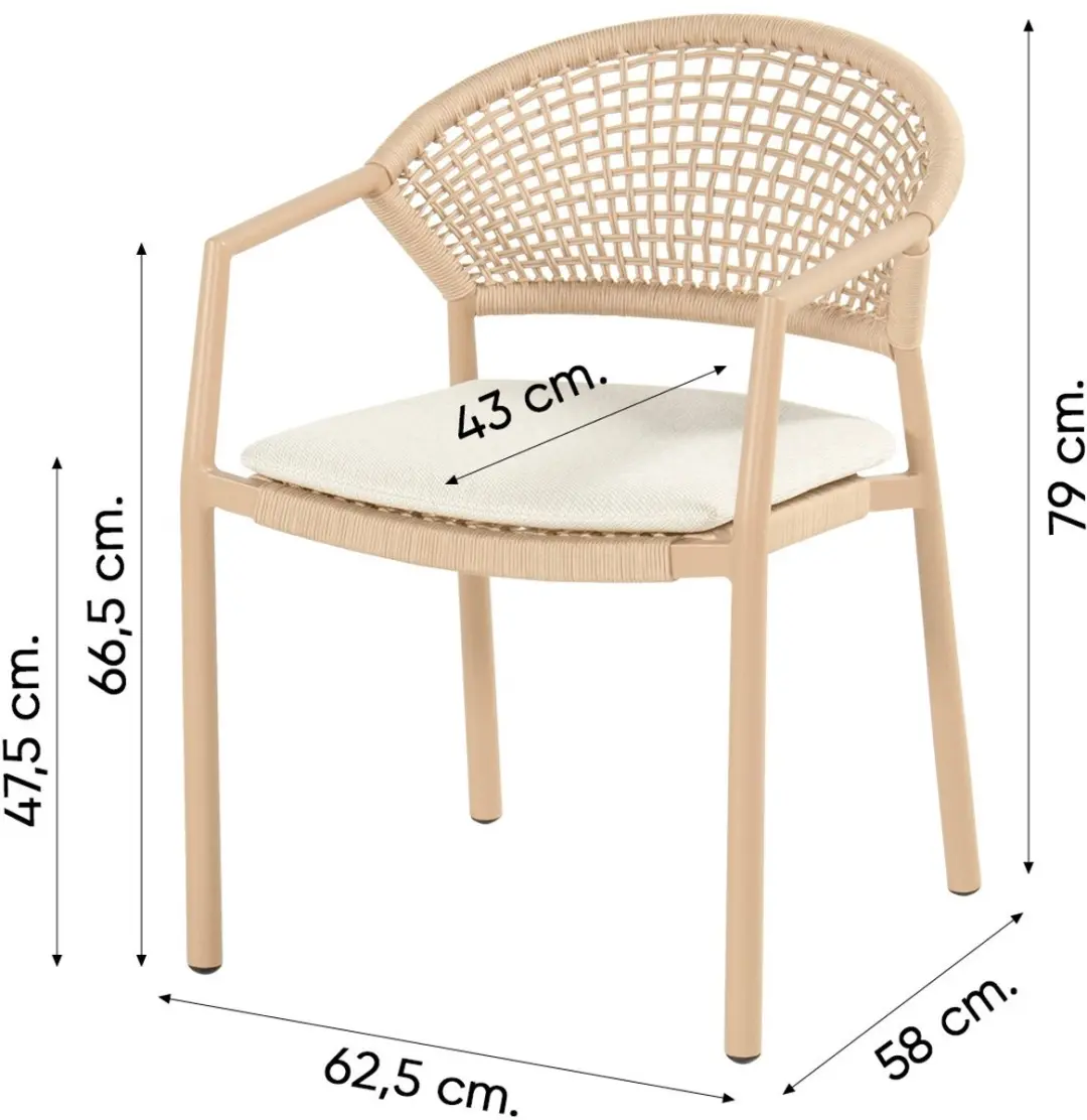 Hartman Taragona Dining Tuinstoel - Cappuccino - afbeelding 5 van 6