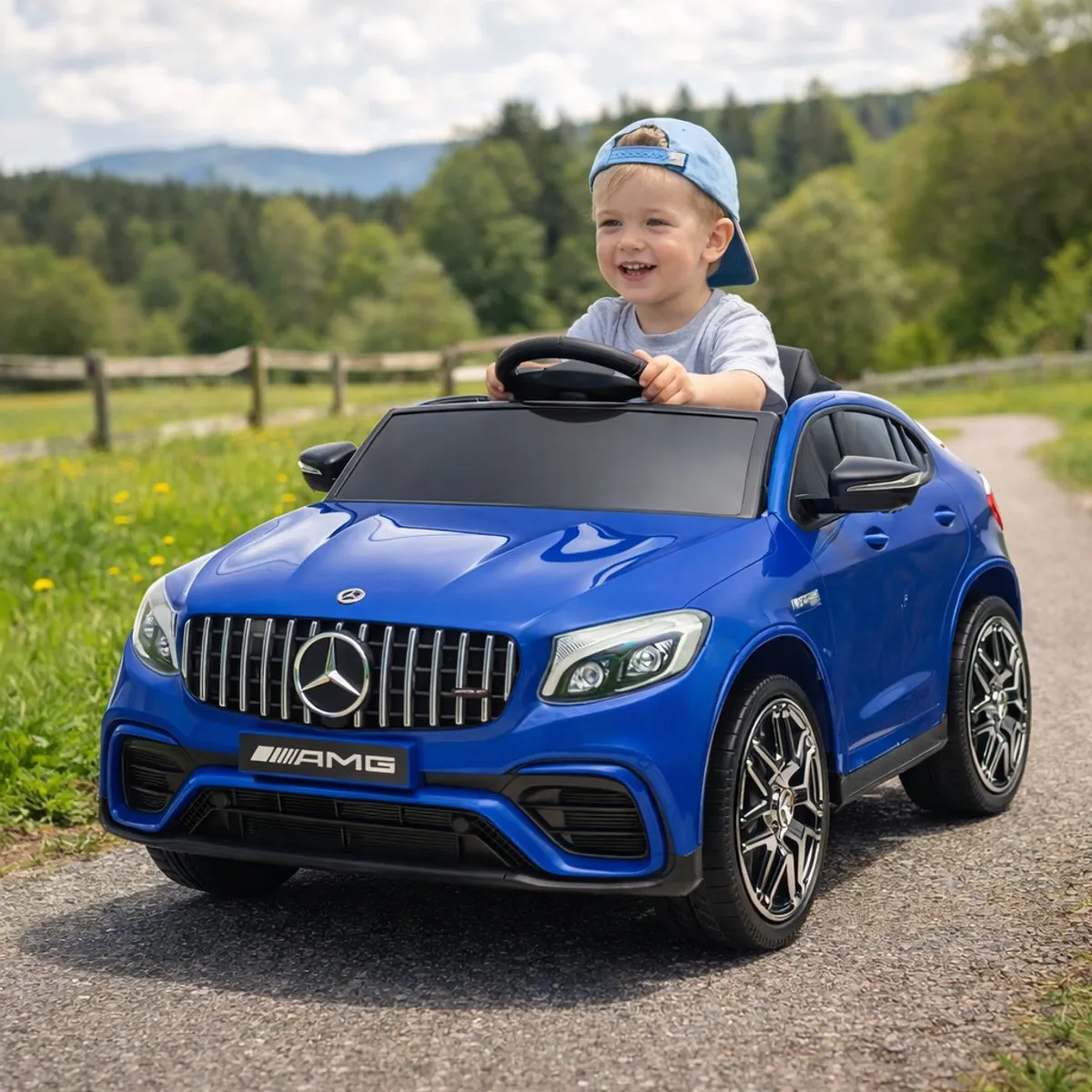 Mercedes-Benz GLC 63S AMG Elektrische Kinderauto 12V - Blauw - afbeelding 6 van 6