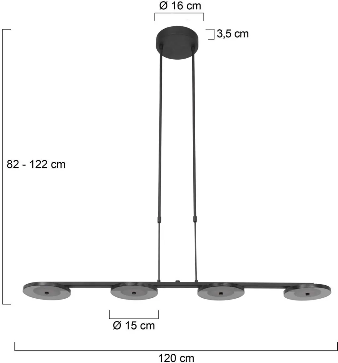 Steinhauer Turound 3512ZW Hanglamp - 4-lichts Zwart - afbeelding 6 van 6